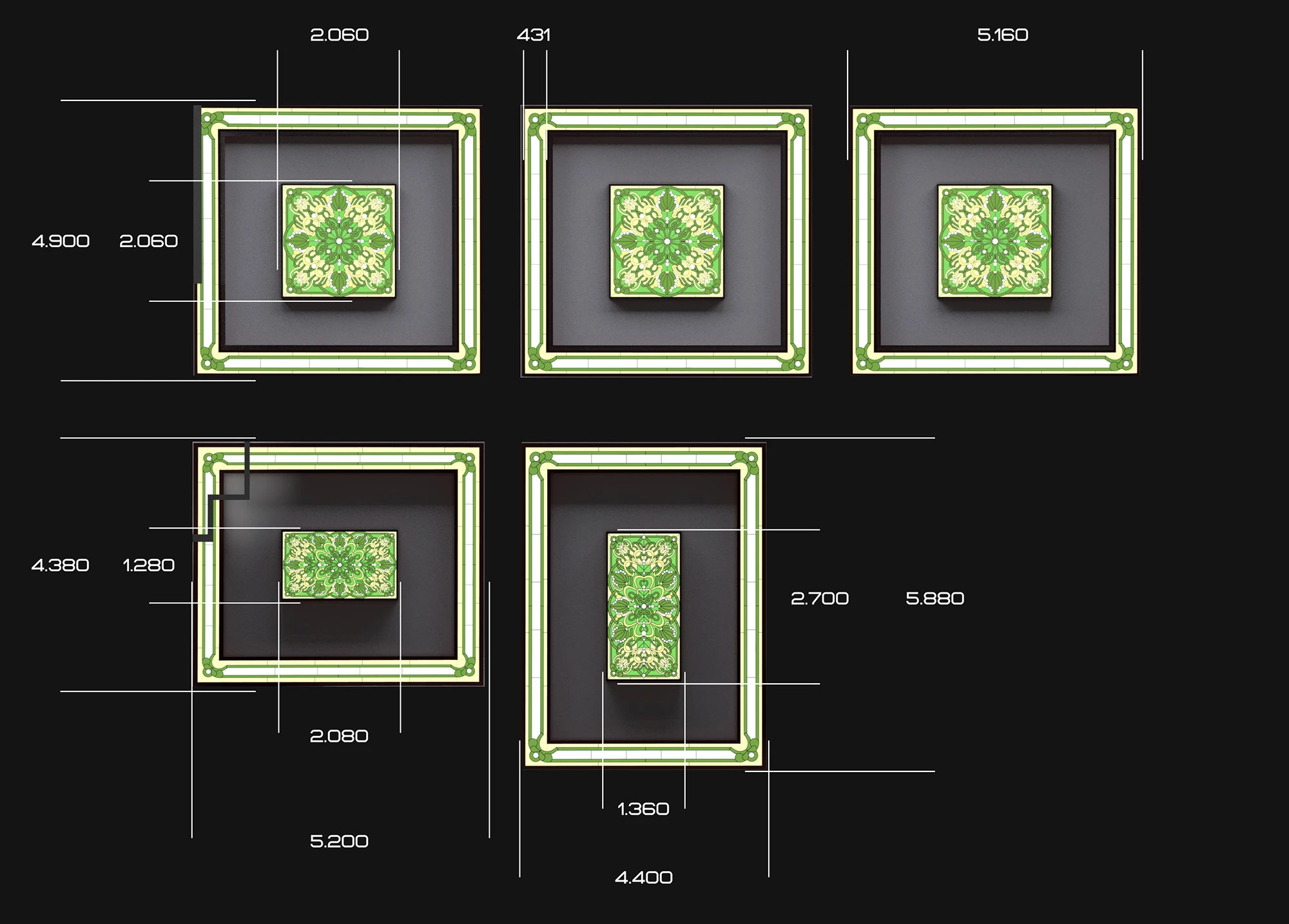 Декоративные панели освещения потолка - рендер