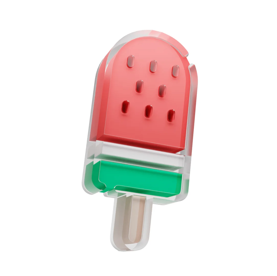 Стеклянная 3D иконка мороженого для сайта