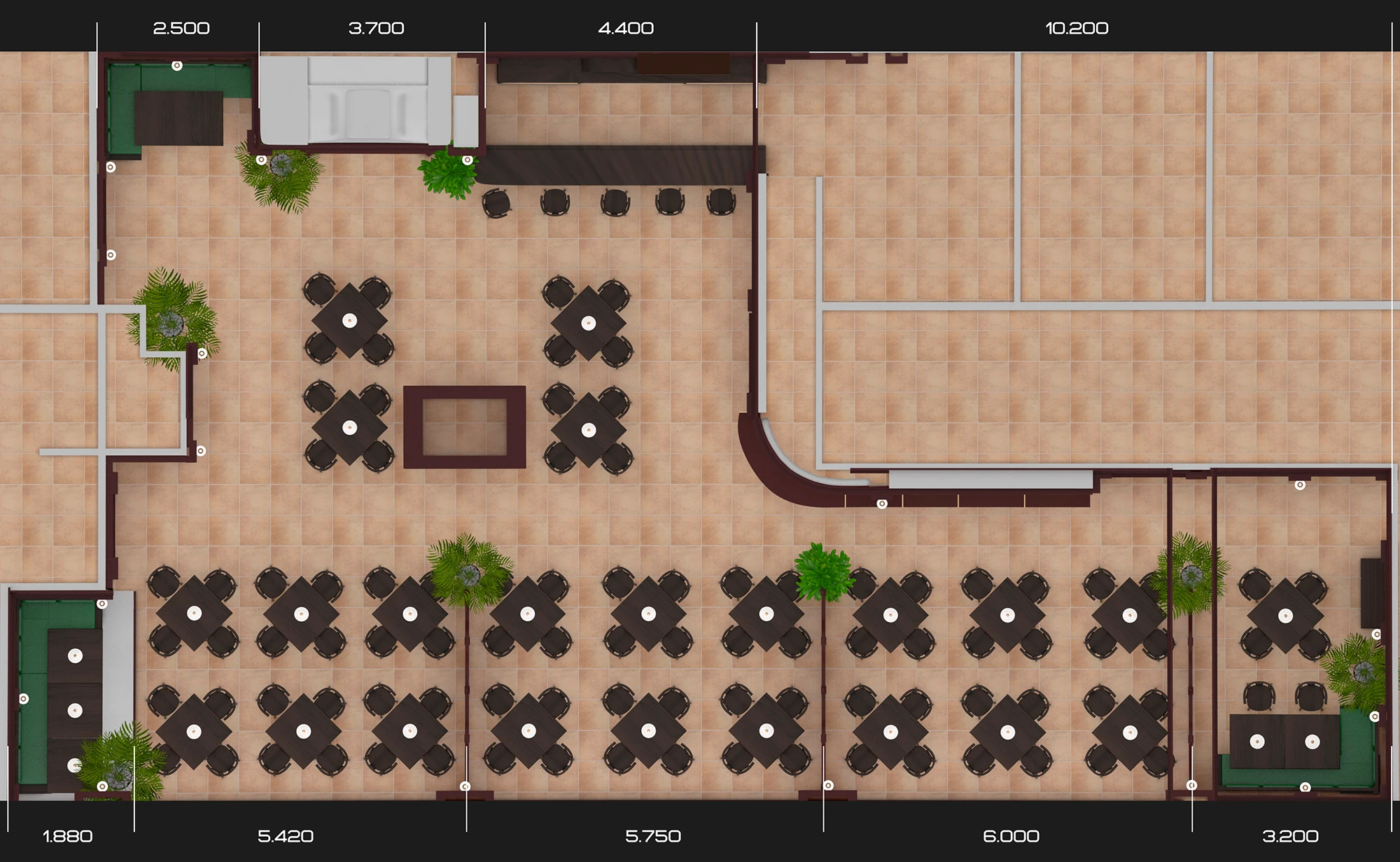 Помещение разработанного бара вид сверху