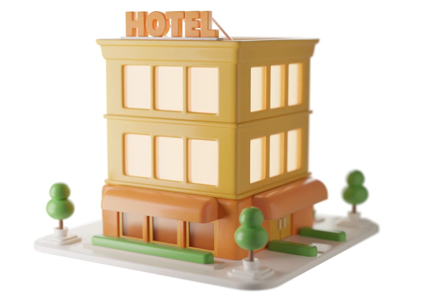 Иконка отеля в 3D для раздела бронирования жилья